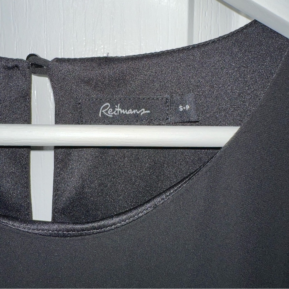 REITMANS BLACK CHIFFON DRESS, US SMALL - FEMININE, ELEGANT, PROFESSIONAL - Picture 6 of 6